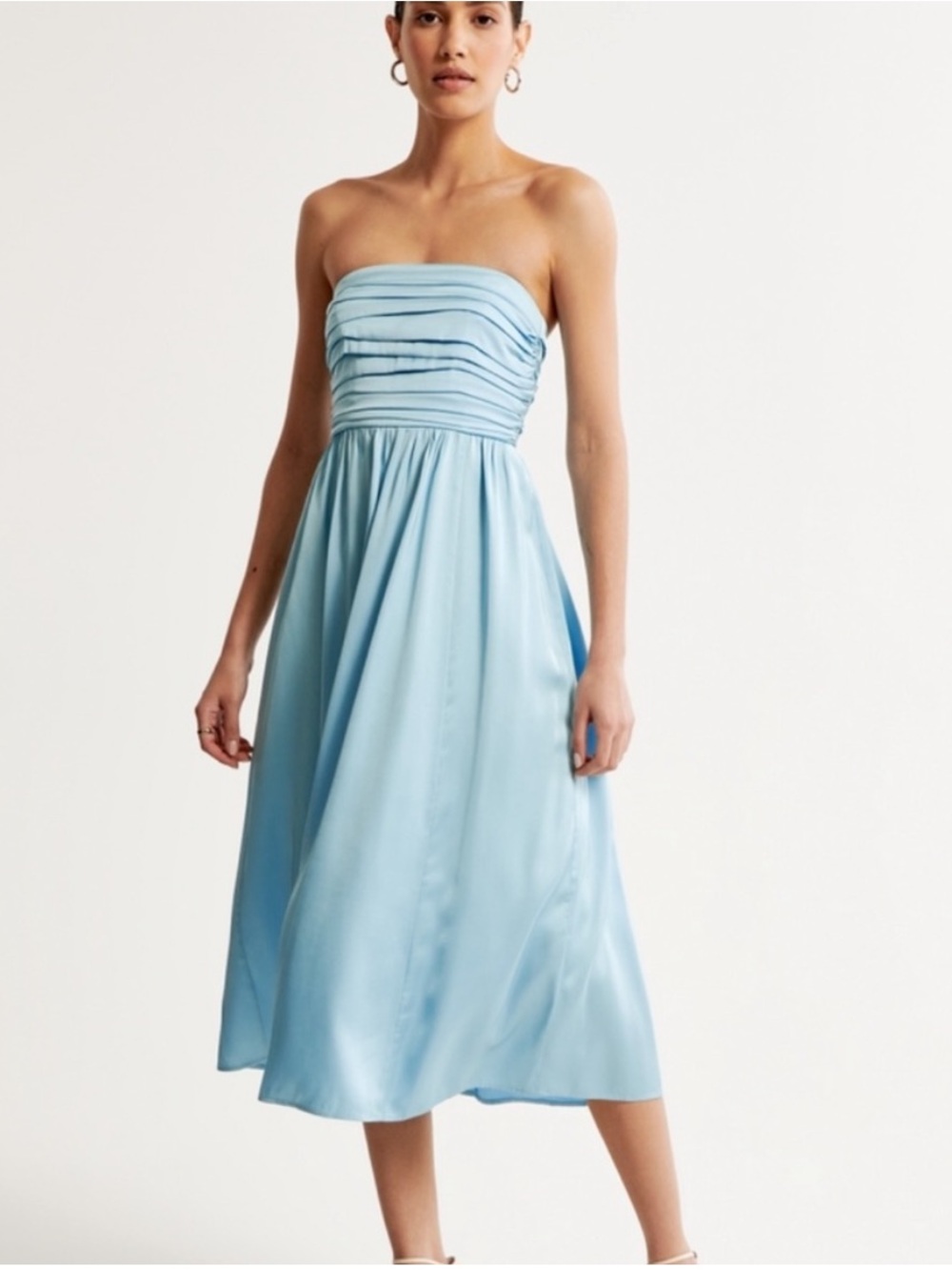 NWT Abercrombie and Fitch Blue Satin Strapless Dress
